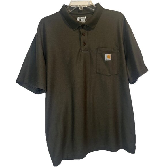 Carhartt Men’s Army Green Loose Fit Short Sleeve Pocket Knit Polo Shirt Sz L - Picture 1 of 7